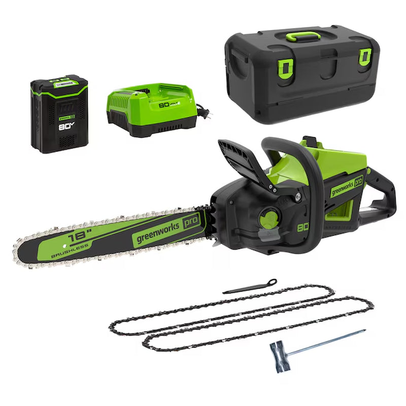 Pro 80-Volt 18-In Battery 4 Ah Chainsaw Battery Included Charger Included
