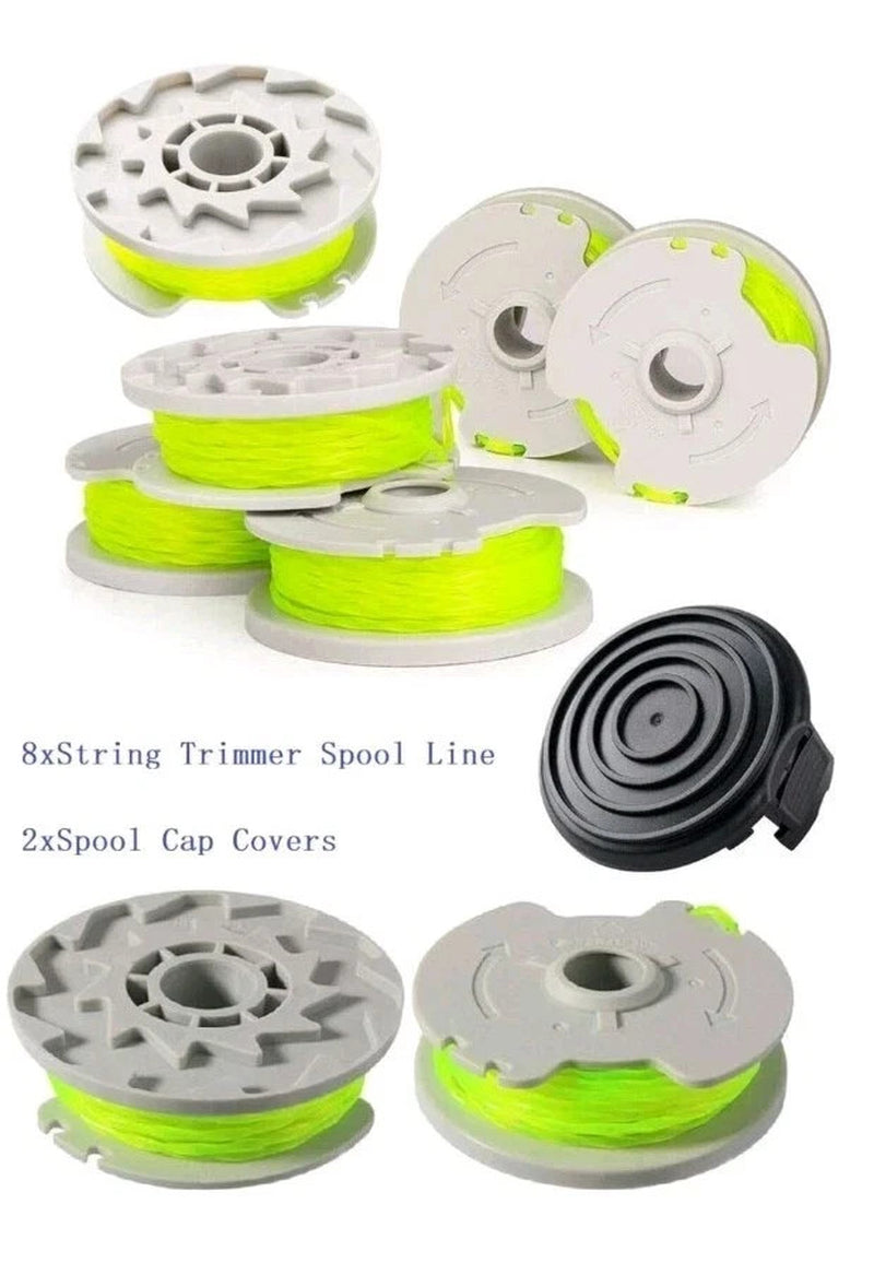 8 Pack WORX WA0014 Spool & Line for WG168 WG184 WG190 WG191 String Trimmer+2Caps