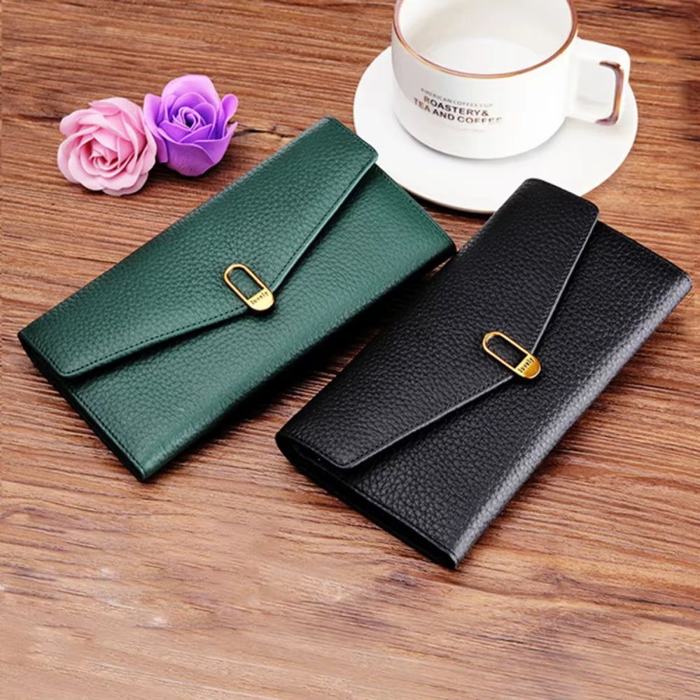 Genuine Leather Women'S Wallets Long Handbags Luxury Designer Purses for Women Credit Card Holder Wallet Carteras Para Mujer