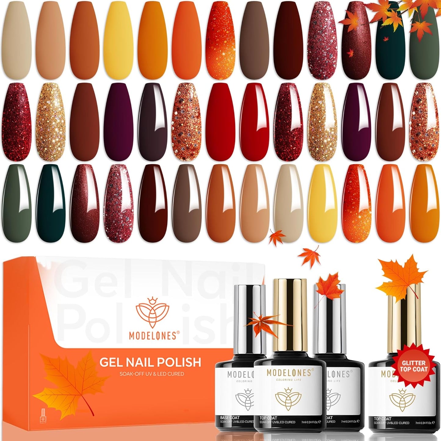 20 Colors Gel Nail Polish Kit, Fall Winter Gel Polish Set Soak off Nail Polish K
