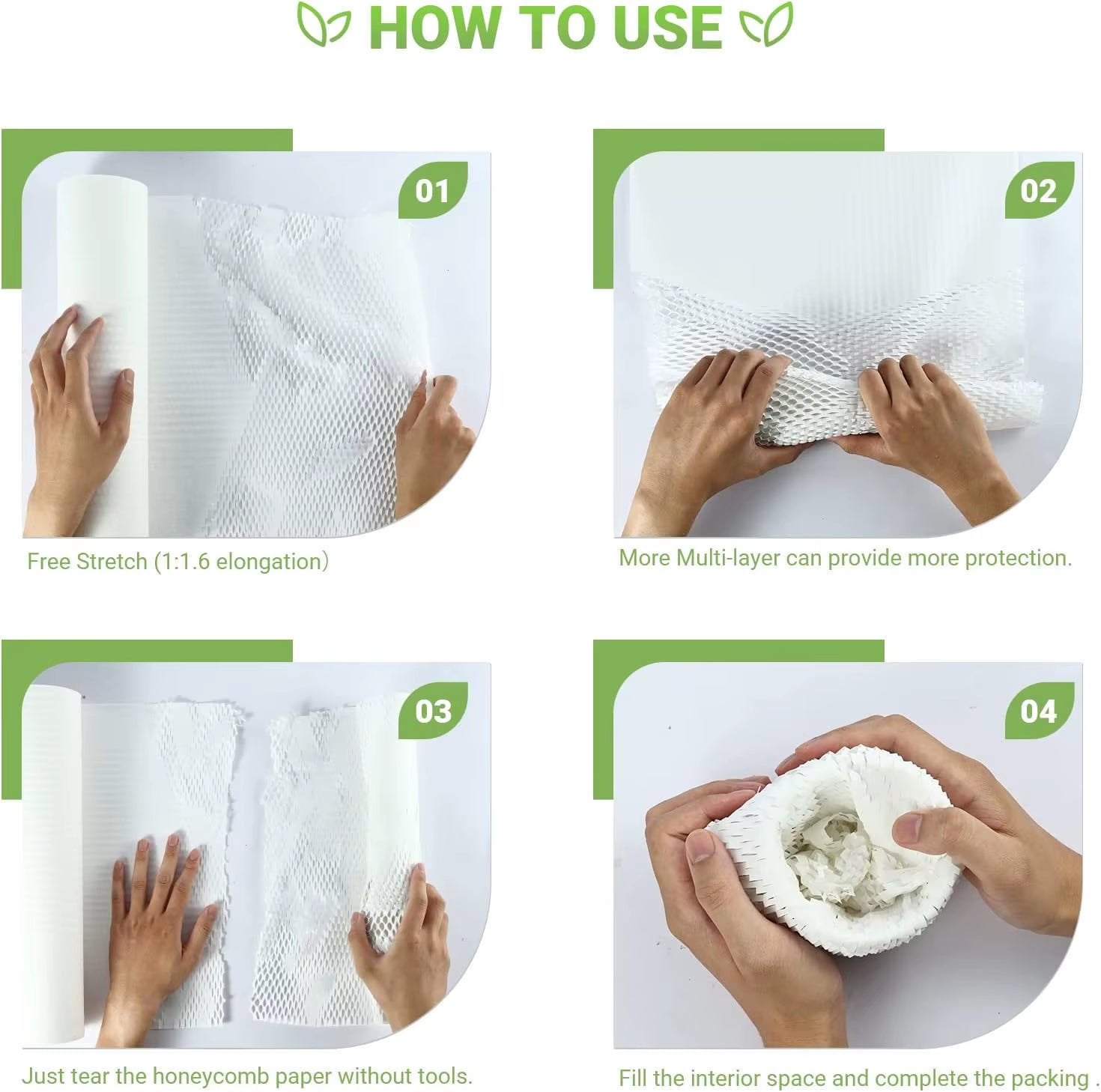 2/5/10M Honeycomb Packing Paper Eco-Friendly Cushioning Wrap Roll for Moving/Shipping Biodegradable Recyclable Bouquet Packaging