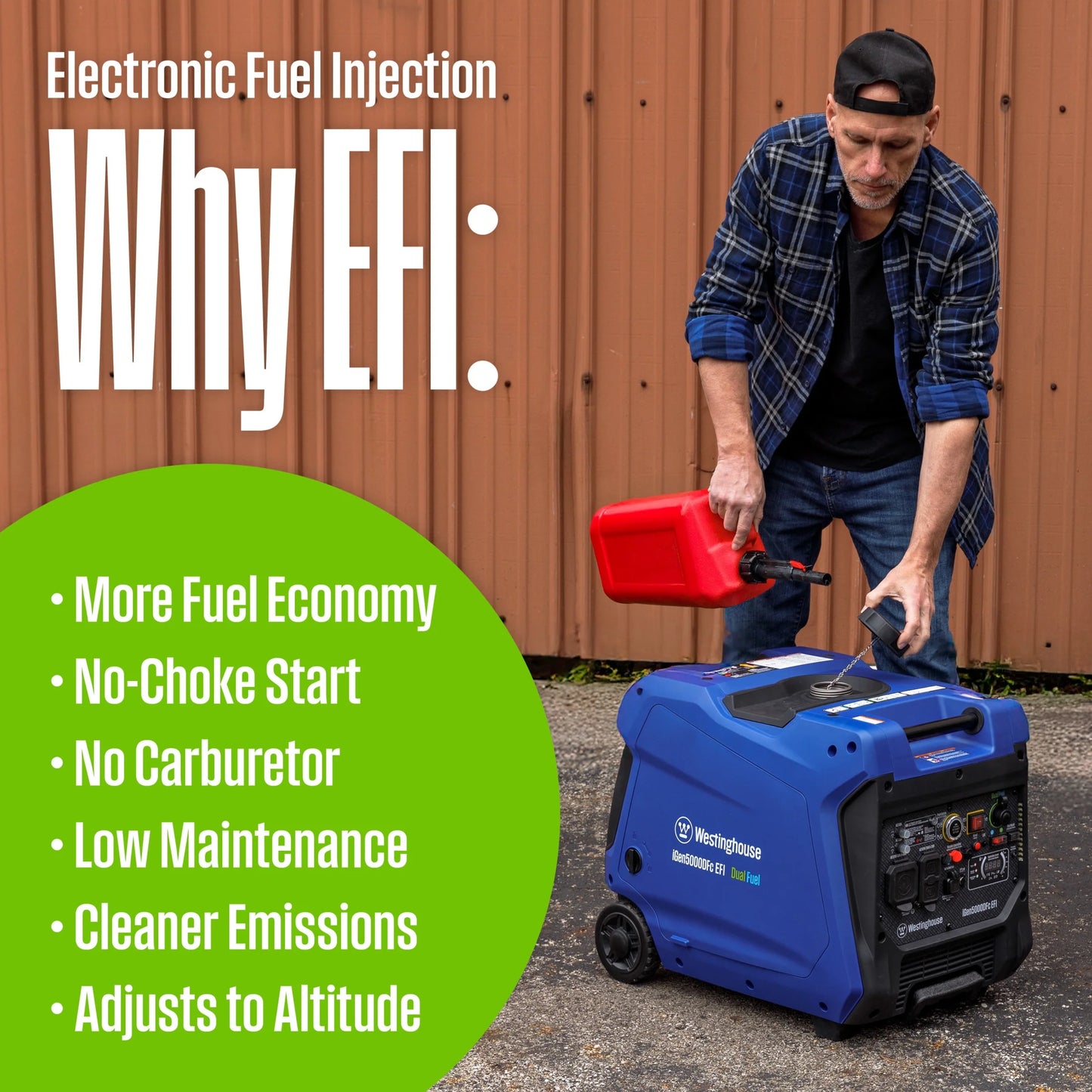 5000 Peak Watt Super Quiet Dual Fuel Portable Inverter EFI Generator, Remote Electric Start, Gas & Propane Powered, RV Ready, CO Sensor, CARB Compliant