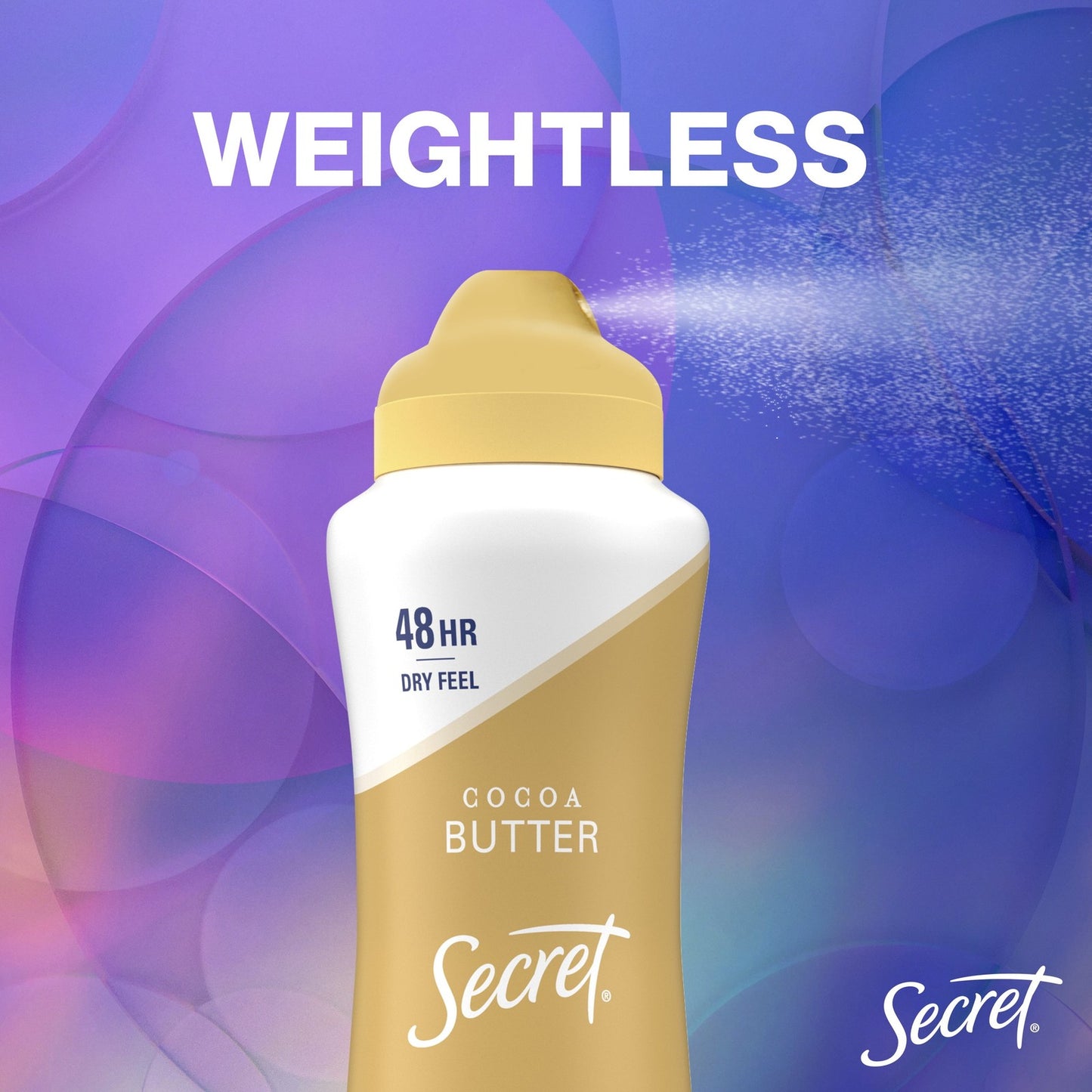 Weightless Dry Spray Antiperspirant & Deodorant for Women, Cocoa Butter Scent, 4