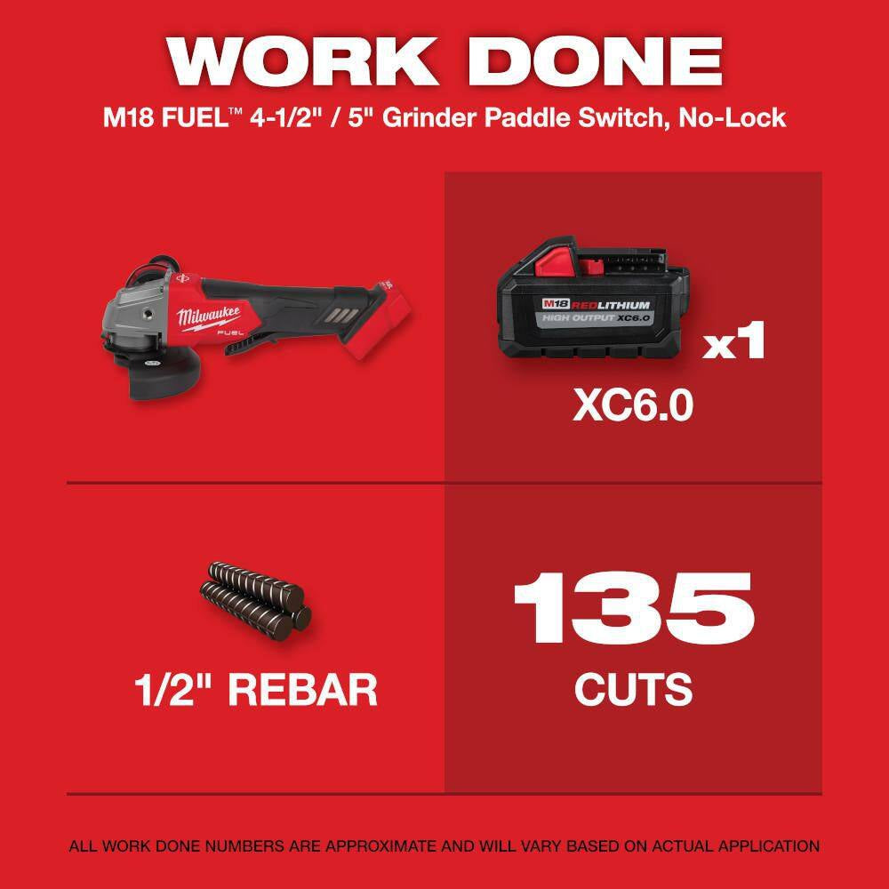 M18 FUEL 18V Lithium-Ion Brushless Cordless 4-1/2 In./5 In. Grinder and Starter Kit W/(1) 5.0 Ah Battery and Charger