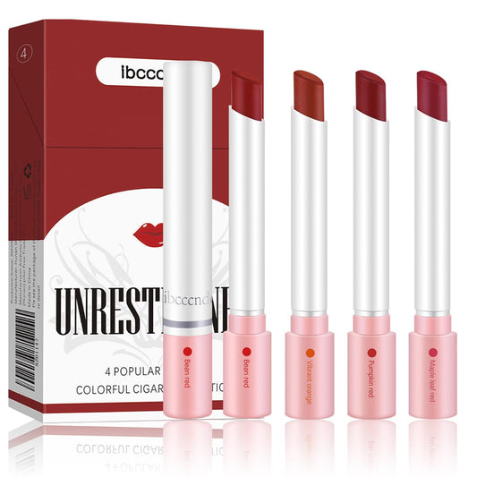 4 Colors Tube Lipstick, Little Lipstick Set, Labiales Mate Velvet Lipstick Moisturizer & Smooth, Red Lip Stain Long Lasting 24 Hours Waterproof Lip Tinet