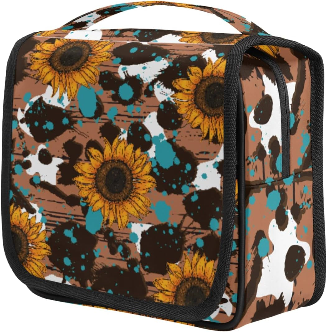 Sunflower Makeup Bag for Women, Hanging Toiletry Bag, Portable Cosmetic Bag, Travel Essentials Gift for Women