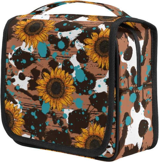 Sunflower Makeup Bag for Women, Hanging Toiletry Bag, Portable Cosmetic Bag, Travel Essentials Gift for Women
