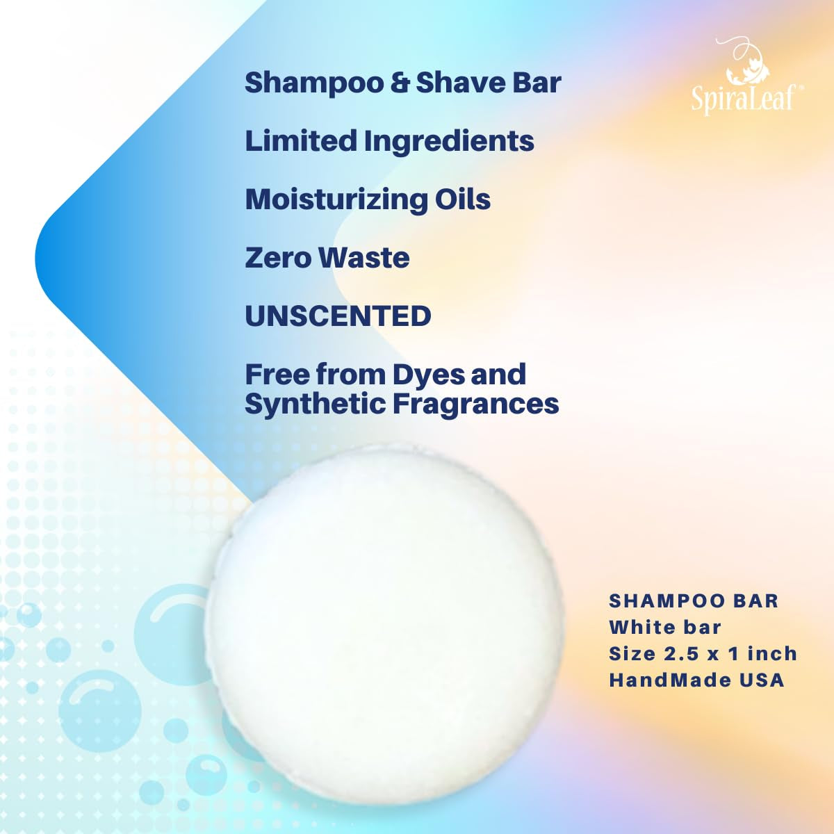Shampoo & Shave Bar – Plant-Based Shampoo & Shave Bar for All Hair Types, Concentrated Formula with Essential Oils, Limited Ingredients,Usa Made, 2.25Oz -Unscented