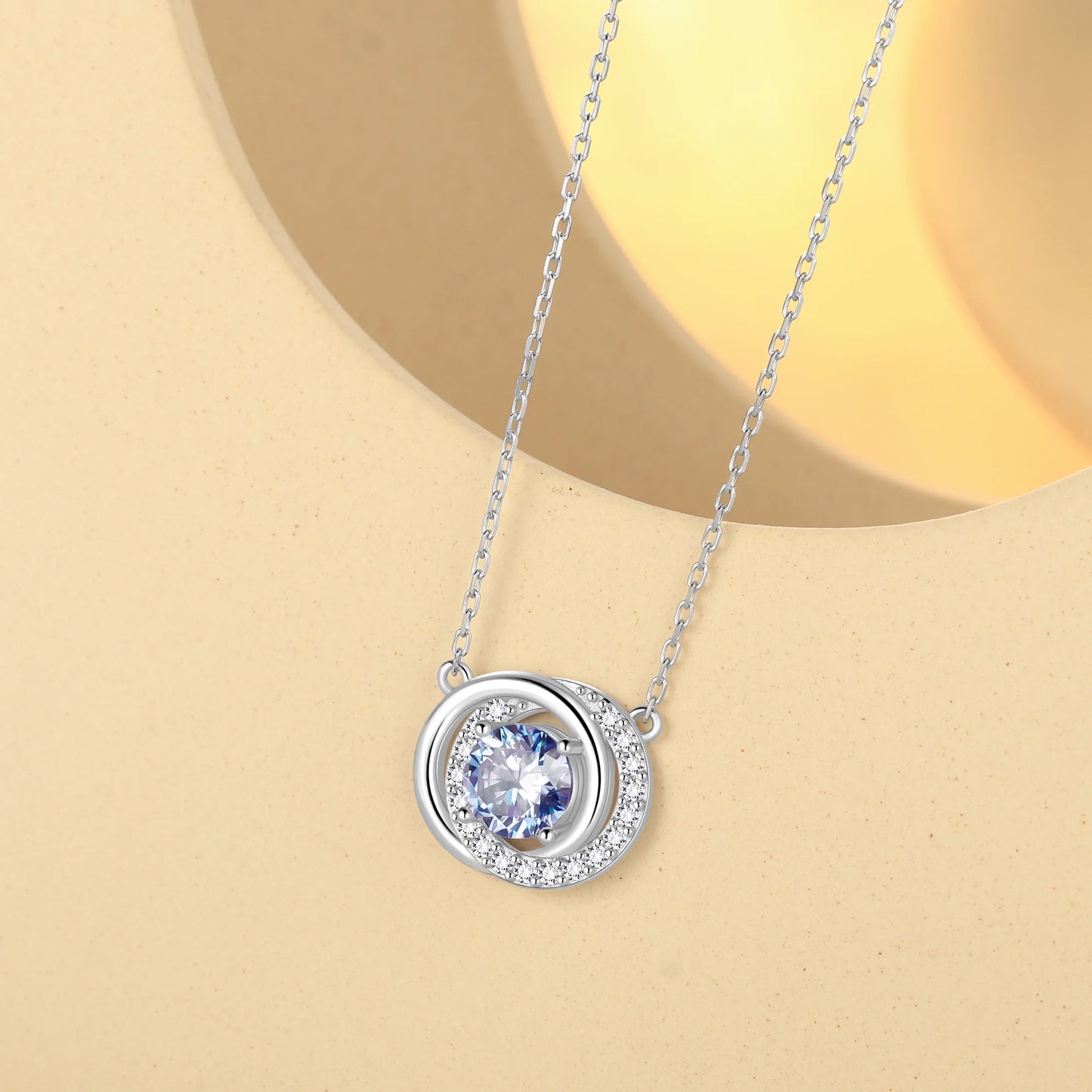 1 Carat Moissanite Necklace D Color VVS1 round Cut Simulated Diamond Halo Pendant Necklace, 925 Sterling Silver June Birthstone Necklace Birthday Christmas Jewelry Gifts for Women