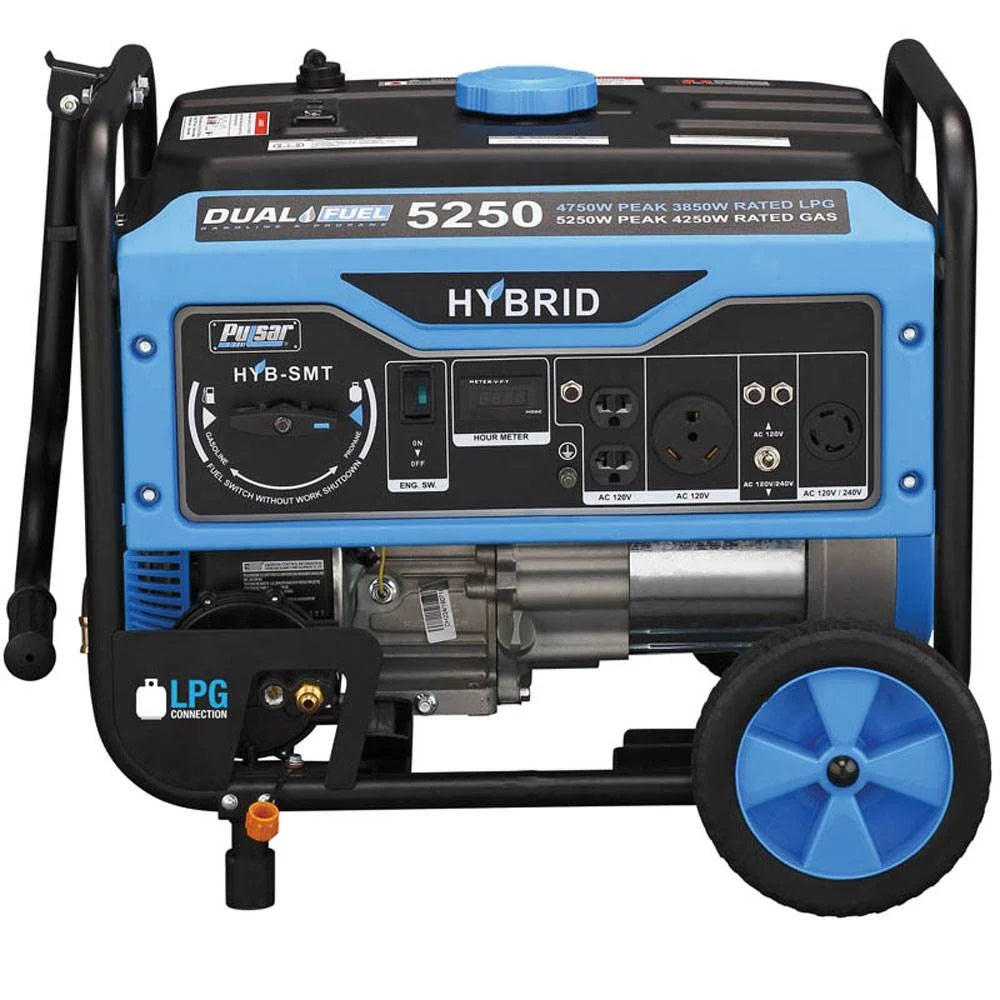 5250 Watt Portable Gasoline and Liquid Propane Generator with Outlets