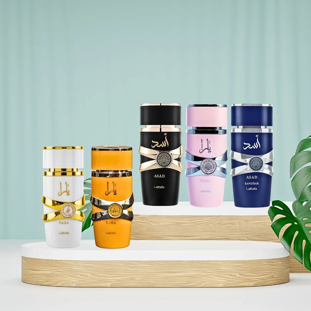 Yara Collection 5 Piece Set - Yara, Yara Moi, Yara Tous, Asad, Asad Zanzibar - Eau De Parfum Sprays 100ML (3.4 OZ) by .