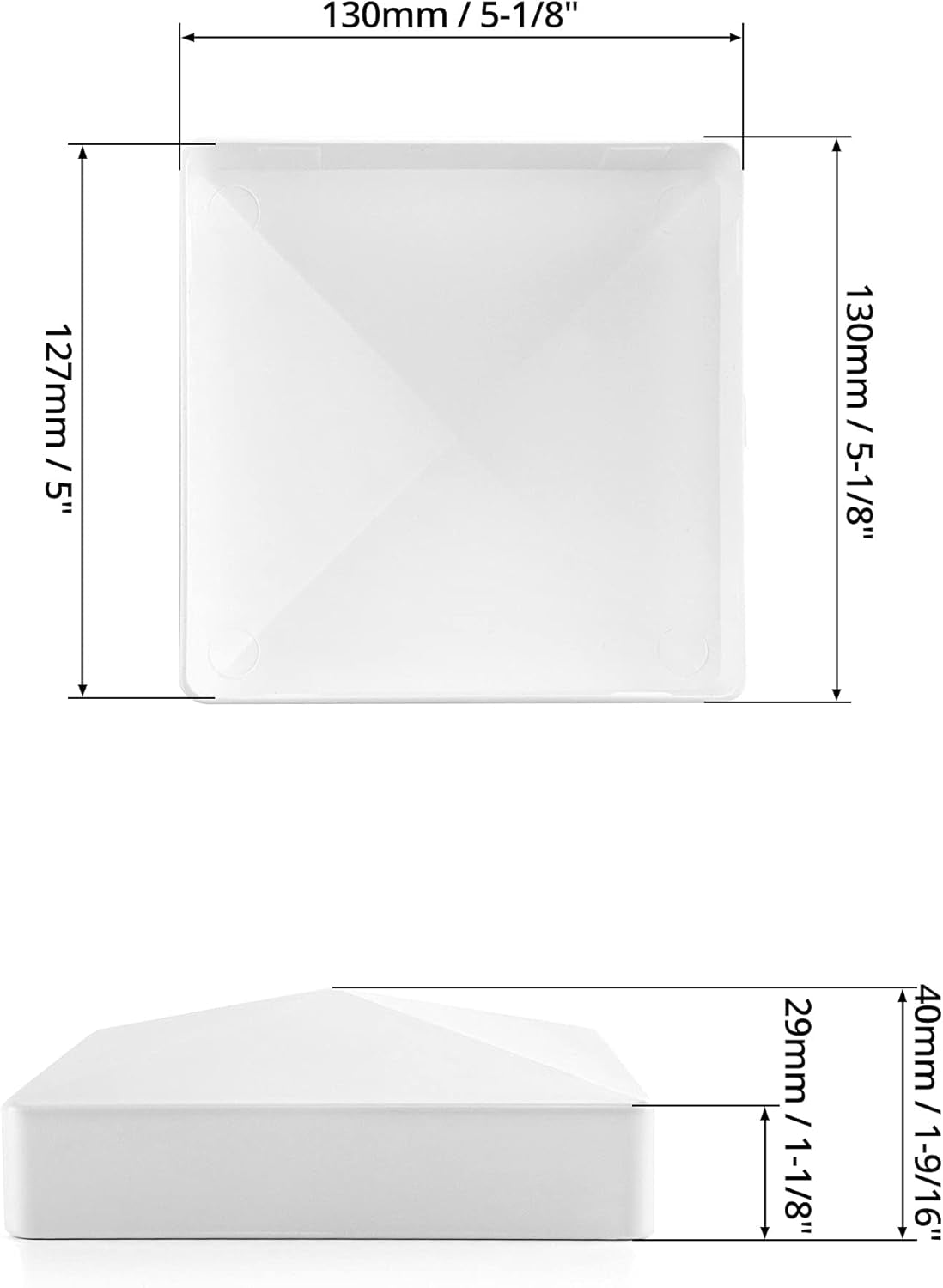 5”X5” White Vinyl Fence Post Caps 8 Pack for Mailbox Deck Dock Lamp Post