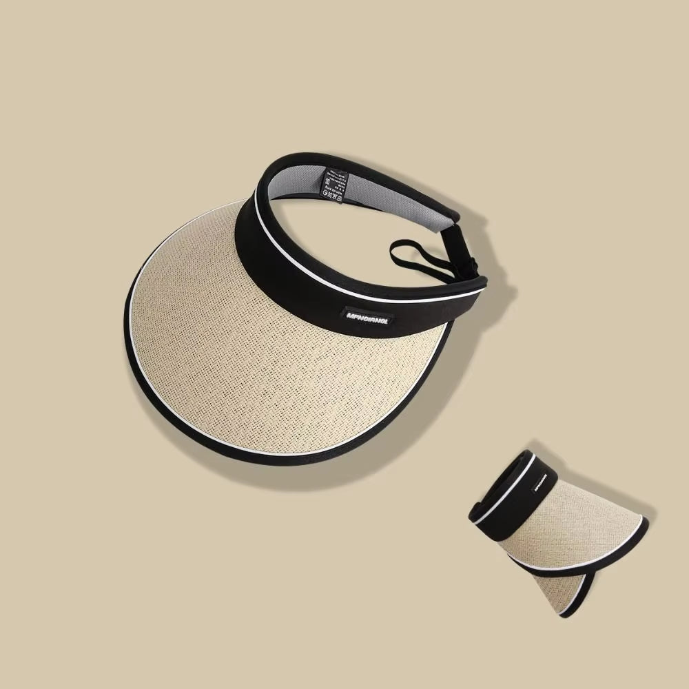 Summer Empty Top Suncap Portable Foldable Magic Tape Roll-Up Beach Hat Wide Brim Women Sun Hat Fashion Casual Straw Cap Visors