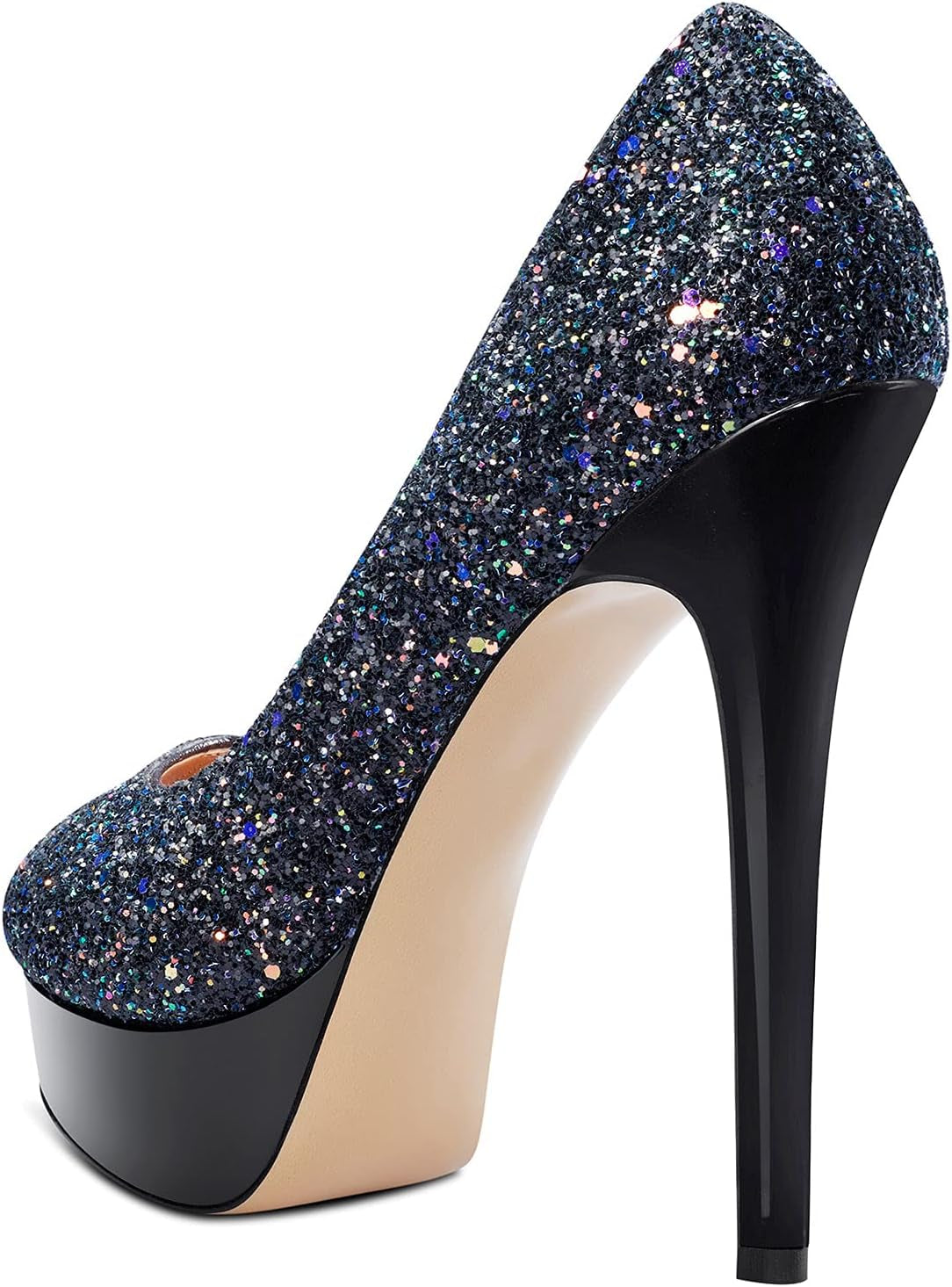 Women'S Sky High Heels Platform Pumps Slip on Sexy Peep Toe Stilettos 5" Heel Classic Dress Party Footwear Shoes