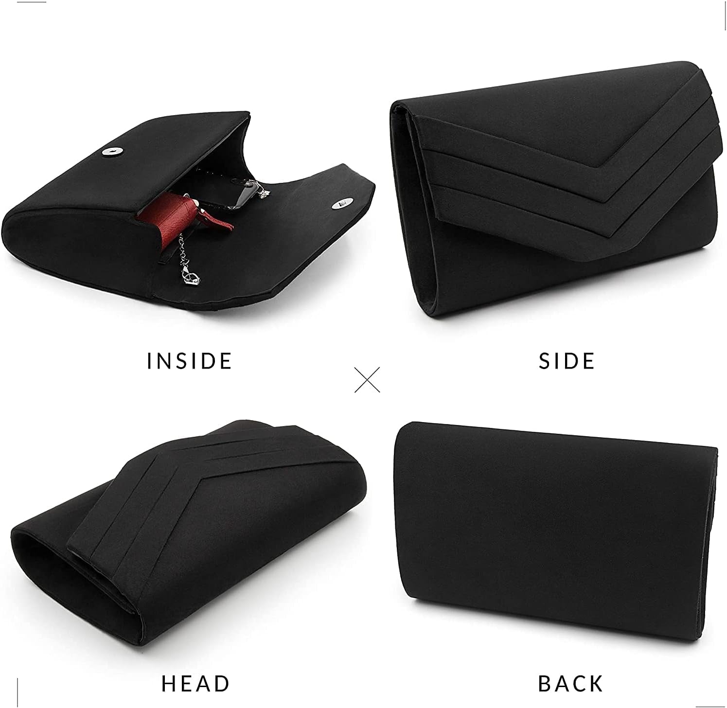 Evening Bag for Women, Suede Envelope Evening Purses Crossbody Shoulder Clutch Bag