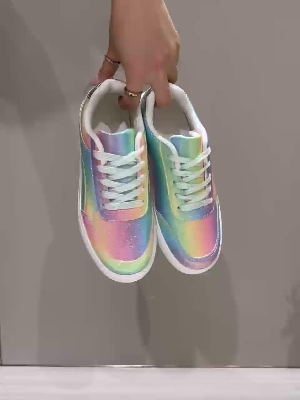 Women's Iridescent Superfine Fiber Sneakers with EVA Sole - Lightweight, All-Season Running Shoes (Free Shipping) 💝🌹💖✨