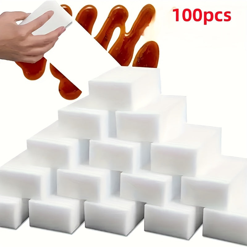 100pcs Magic Eraser Sponges - Ultra Absorbent Melamine Foam for Cleaning Kitchen, Bathroom, Sink, Oven, Stove, Plate, Shower, Tile, Wall, and Car - Effective Household Cleaning Supplies and Tool