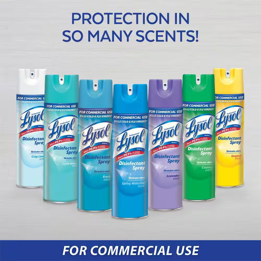 Disinfectant Spray, Household Cleaning Supplies, Antibacterial & Sanitizer, Deodorizer, Crisp Linen 19Oz (12-Pack)