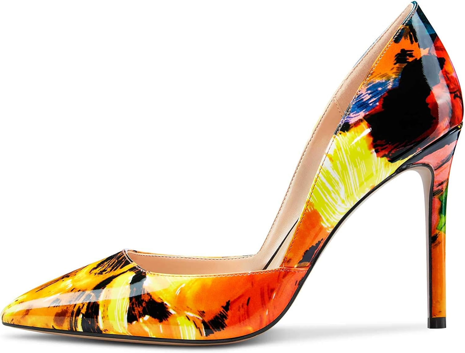 Womens D'Orsay Slip on High Heels Pumps Elegant Pointy Toe Stilettos 10CM Heel Shoes