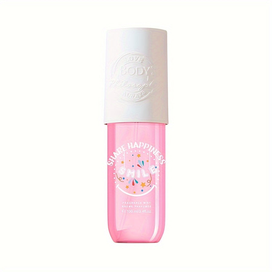 100ml/3.4fl.oz Women's Body Mist Spray, , "Smile Happiness" Fragrance Mist With Floral Fruity Notes, Fire Dragon, Lychee, Hibiscus, Jasmine, Seawater & Vanilla, For All Occasions Gift For Women