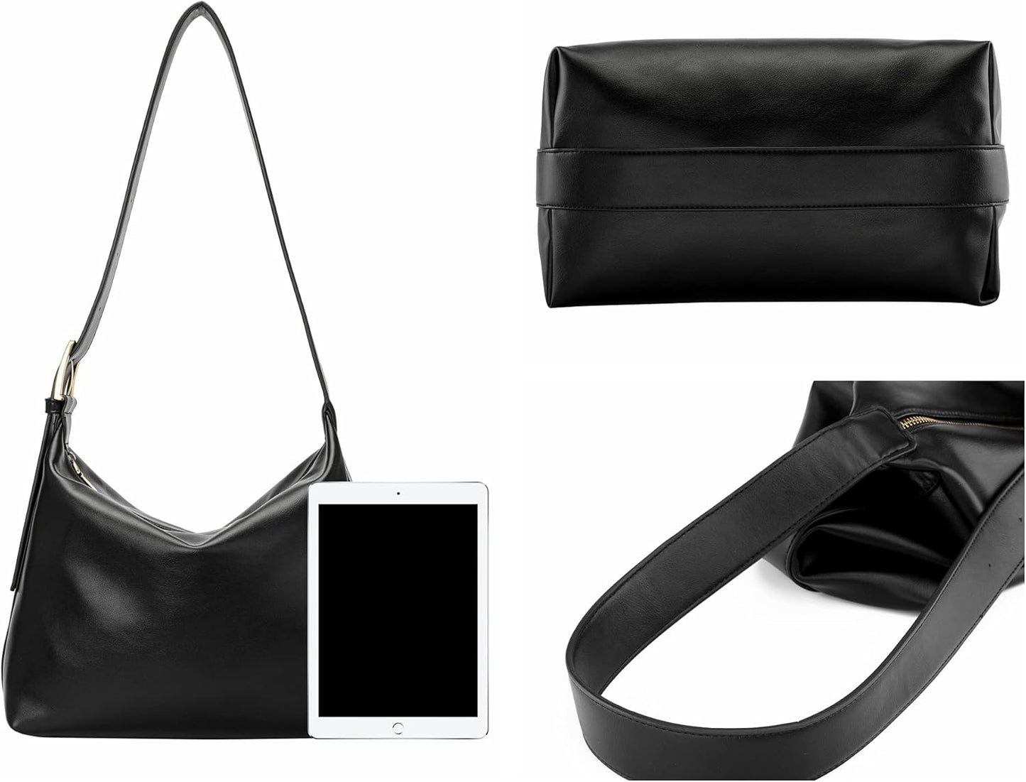 Women'S Shoulder Handbag Crossbody Purses Messenger Handbag Hobo Tote Bag Fashion Faux Leather Casual Work Handbag (Black)