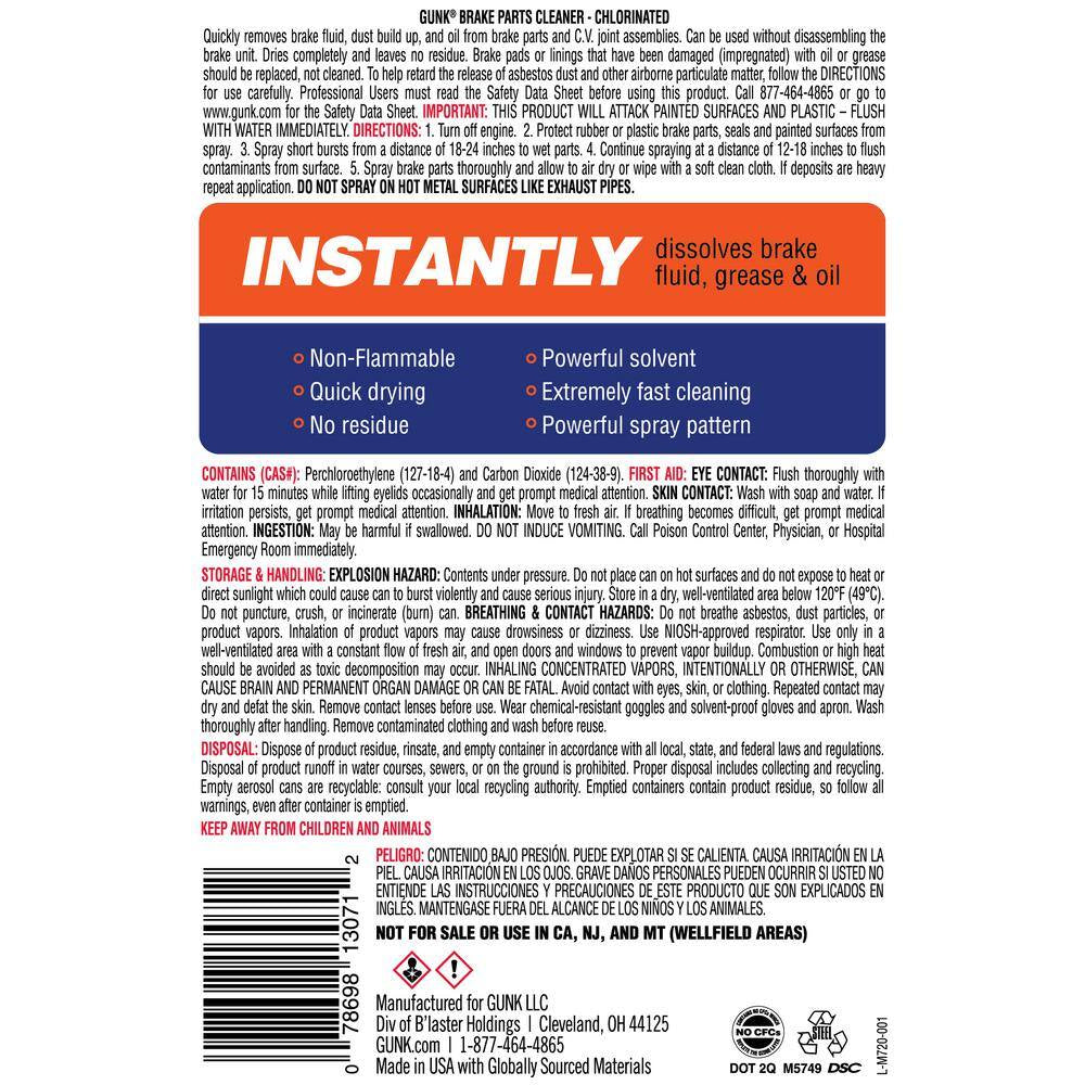 19 Oz. Chlorinated Brake Fluid Cleaner Spray