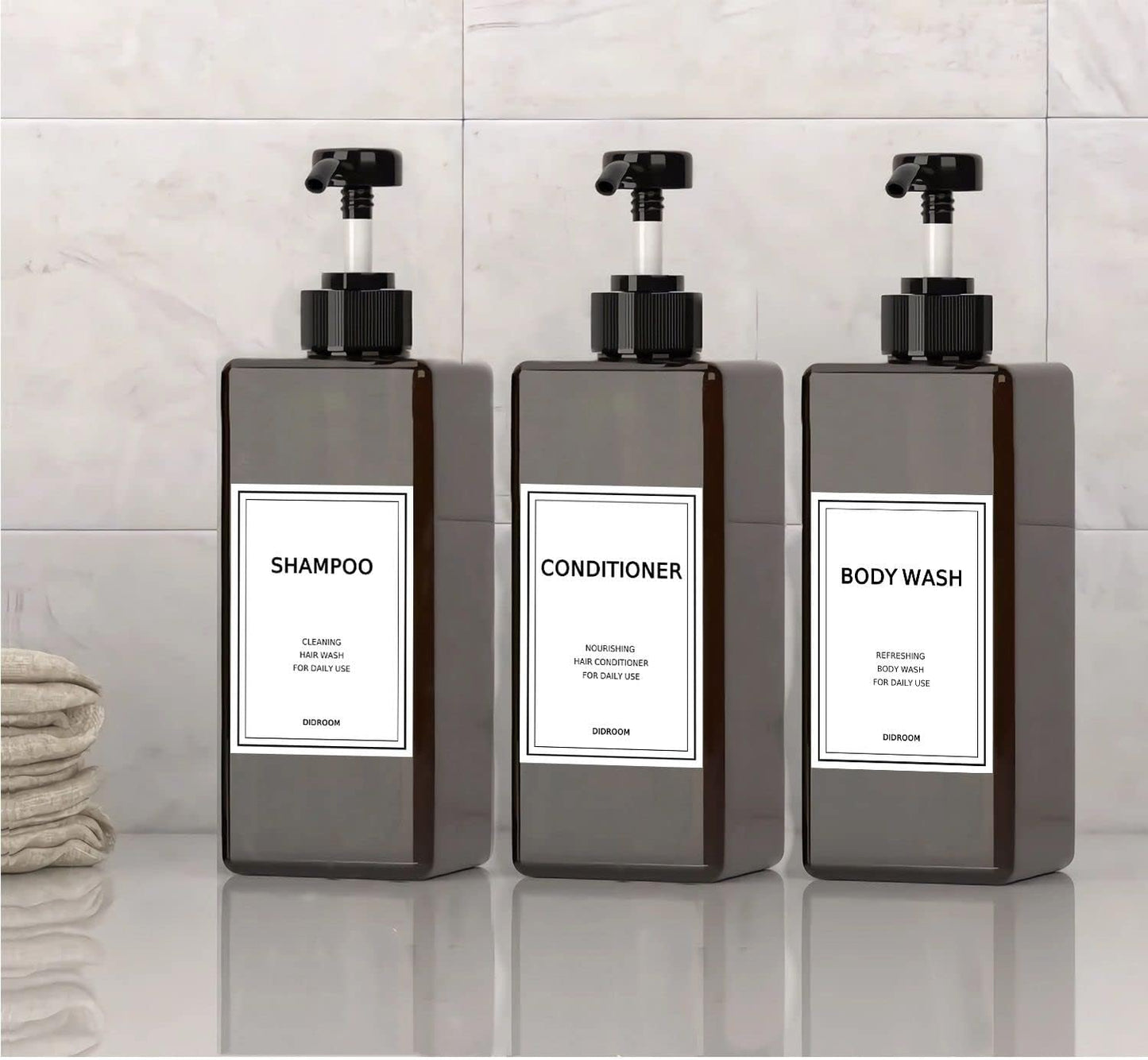 Shampoo and Conditioner Dispenser, Refillable Shampoo and Conditioner Bottles Se