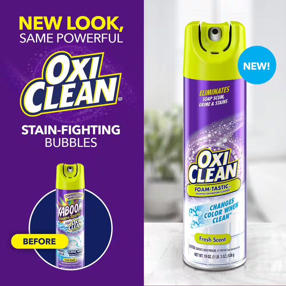 19 Oz. Foam-Tastic Foaming Bathroom Cleaner Spray Can, Fresh Scent (2-Pack)