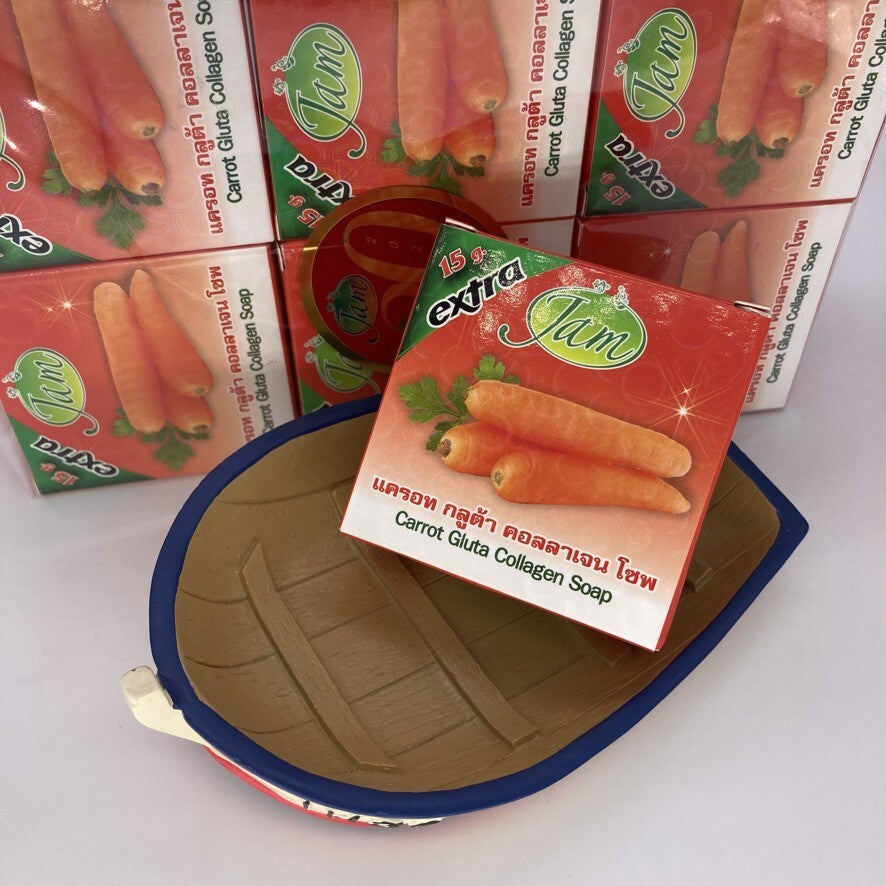 12X Jam Carrot Gluta Collagen Soap Bar Face Body Brightening Moisturizing 65 G