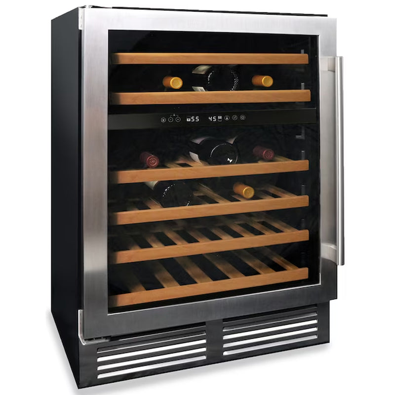 23.50-In W 46 -Bottles Stainless Steel Dual Zone Cooling Built-In Indoor Wine Cooler
