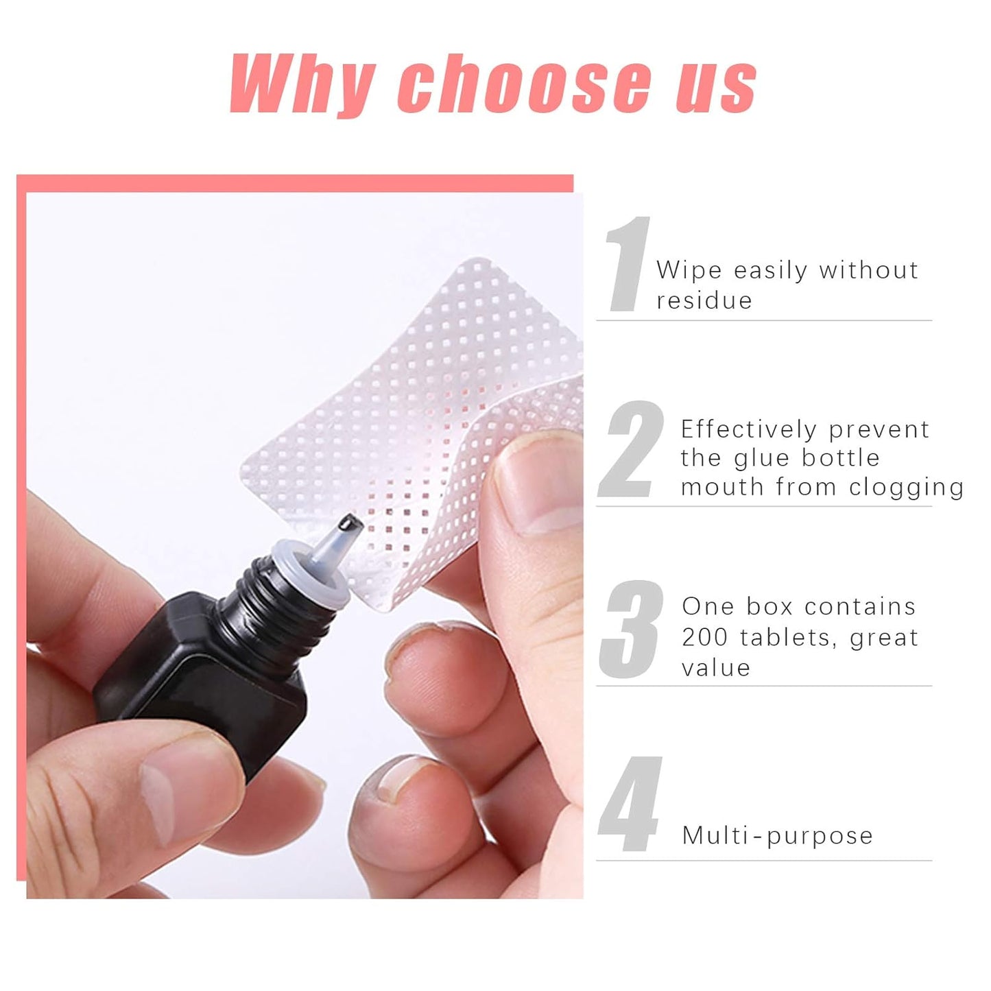 1200PCS Lint Free Nail Wipes Eyelash Glue Wipes, Adhesive Wipes for Lash Glue Nail Polish Remover Cotton Pads, Glue Nozzle Wipes Non-Woven Fabric Wipes Eyelash Extension Supplies