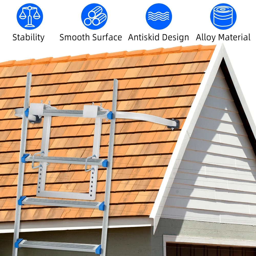 Ladder Stabilizer for Roof Gutter Roof Ladder Accessories Wing Span Wall Ladder Standoff, Wheel Heavy Duty Steel Ladder Roof Hook