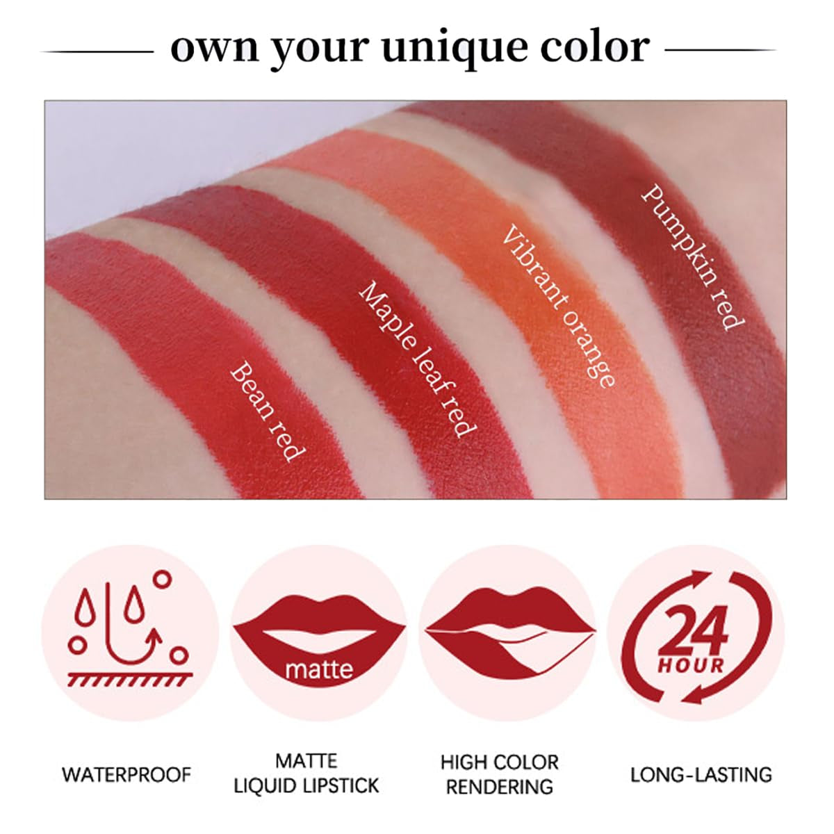 4 Colors Tube Lipstick, Little Lipstick Set, Labiales Mate Velvet Lipstick Moisturizer & Smooth, Red Lip Stain Long Lasting 24 Hours Waterproof Lip Tinet