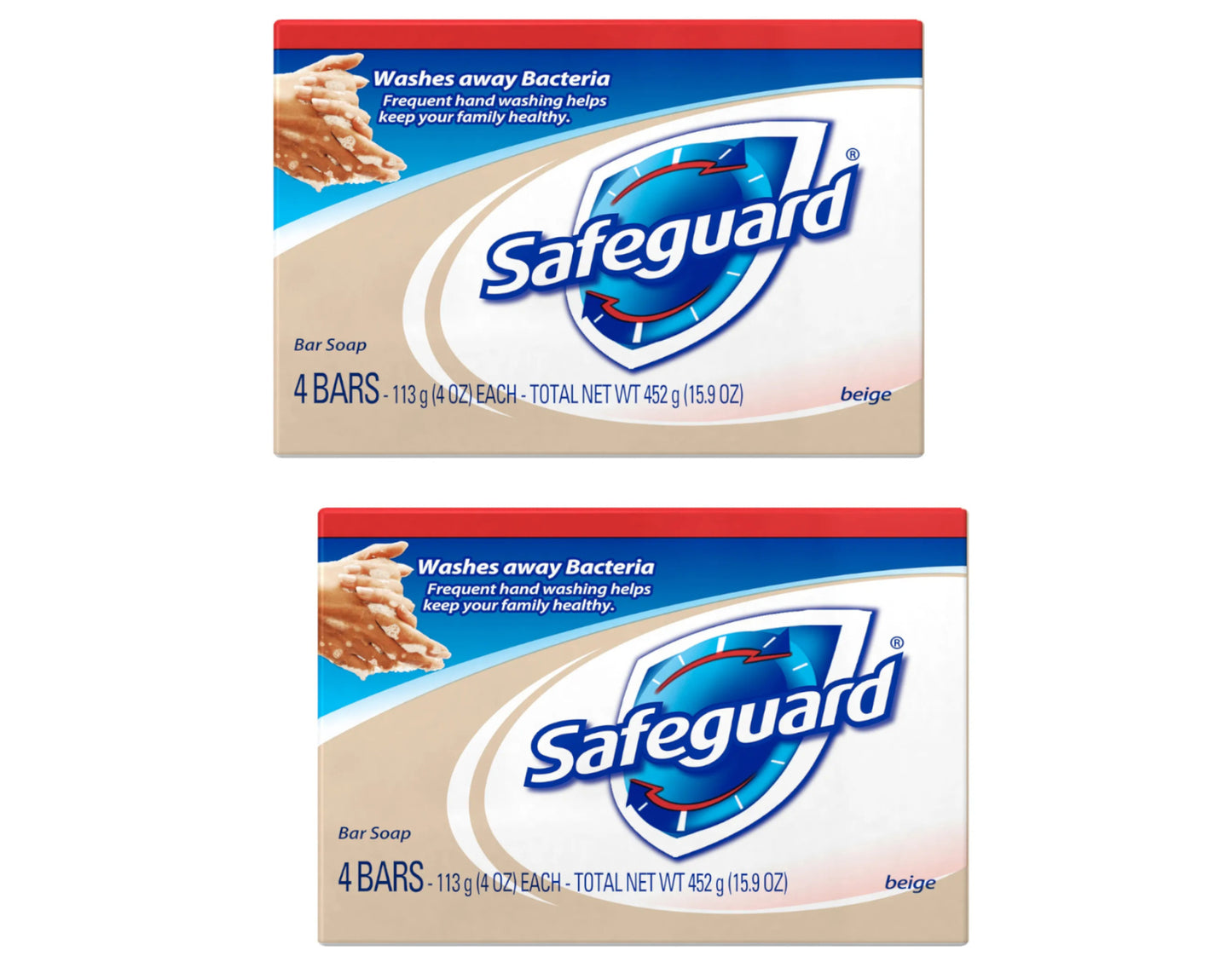 Safeguard Beige Bar Soap , 4 Oz. Antibacterical Deodorant, 4 Count - Pack of 2