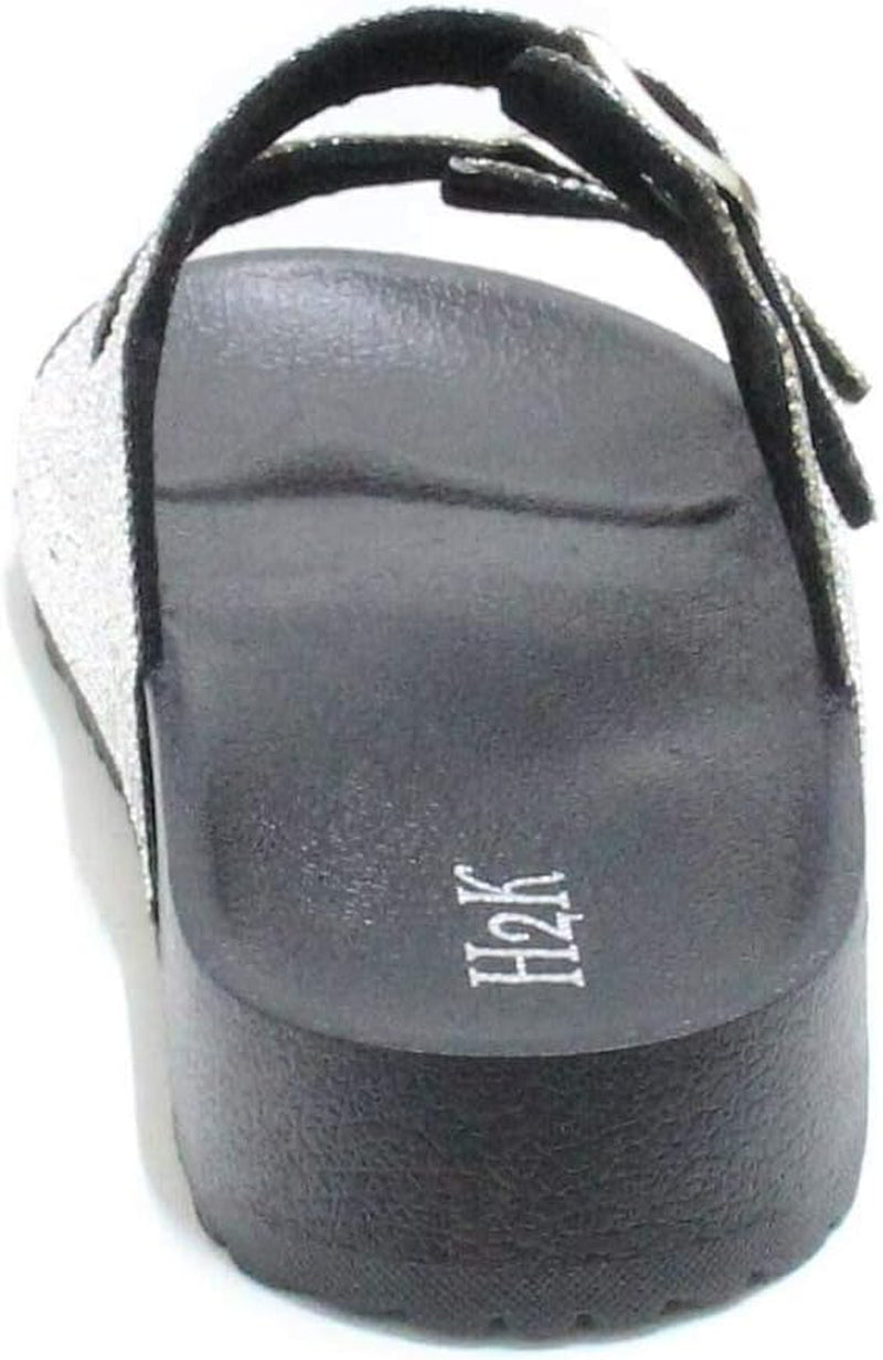 Womens Glitter Double Buckle Adjustable Comfort Slip on Slides Sandals Espen