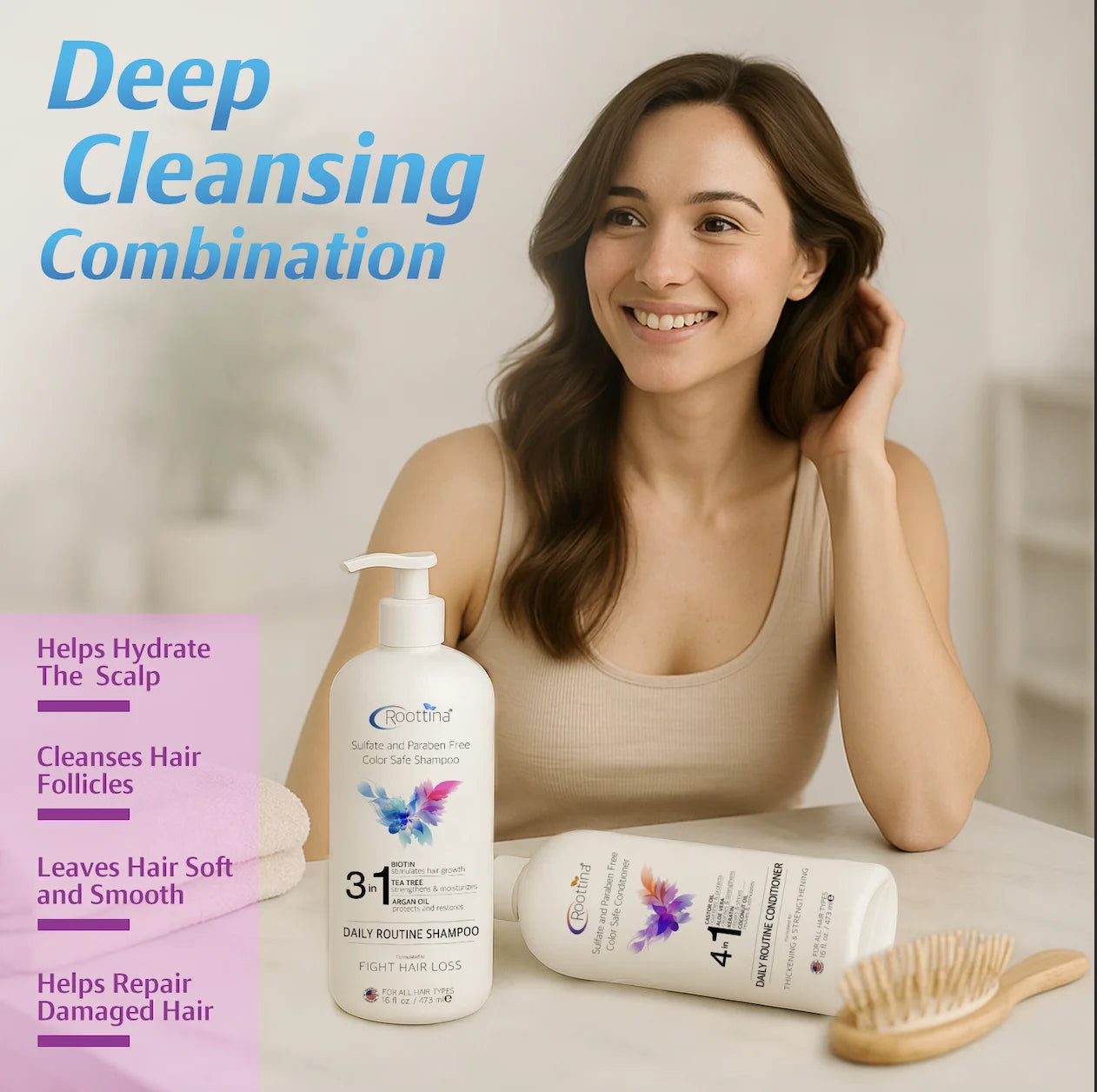 Daily Routine Shampoo and Conditioner for Women Hair Loss with DHT Blocker, Hair Loss and Growth Support, Made in USA (16 Fl Oz X 2)