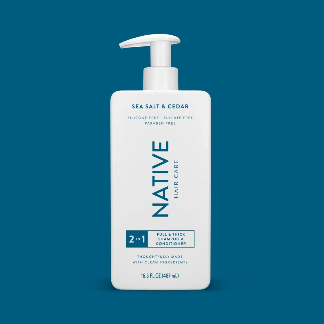 Full & Thick 2In1 Shampoo and Conditioner, Sea Salt & Cedar, Sulfate Free, for Men and Women, 16.5 Oz
