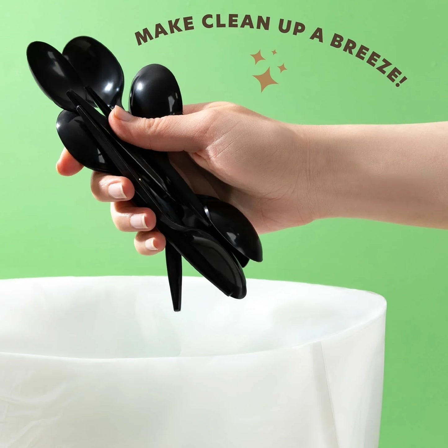 Black Plastic Silverware Soup Spoons Disposable Plastic Utensils, 1000 Pack
