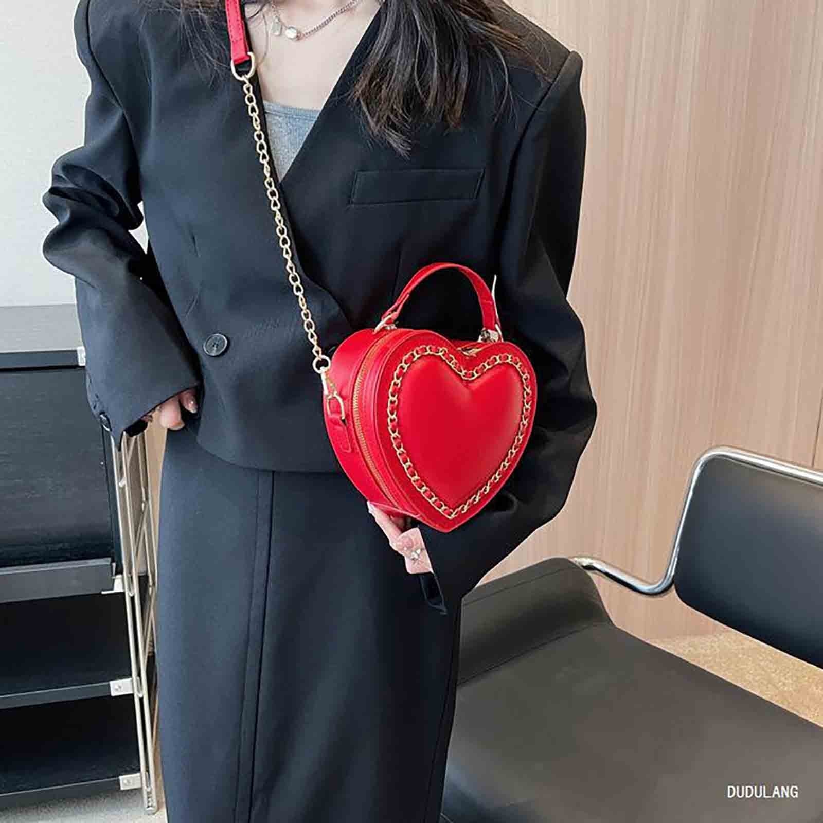 Deals Cute Heart Bag, Women Crossbody Handbag Purse, Heart Shape Shoulder Handbag, Small Satchel Crossbody Evening Purse Bag, Valentine'S Day Gift for Her