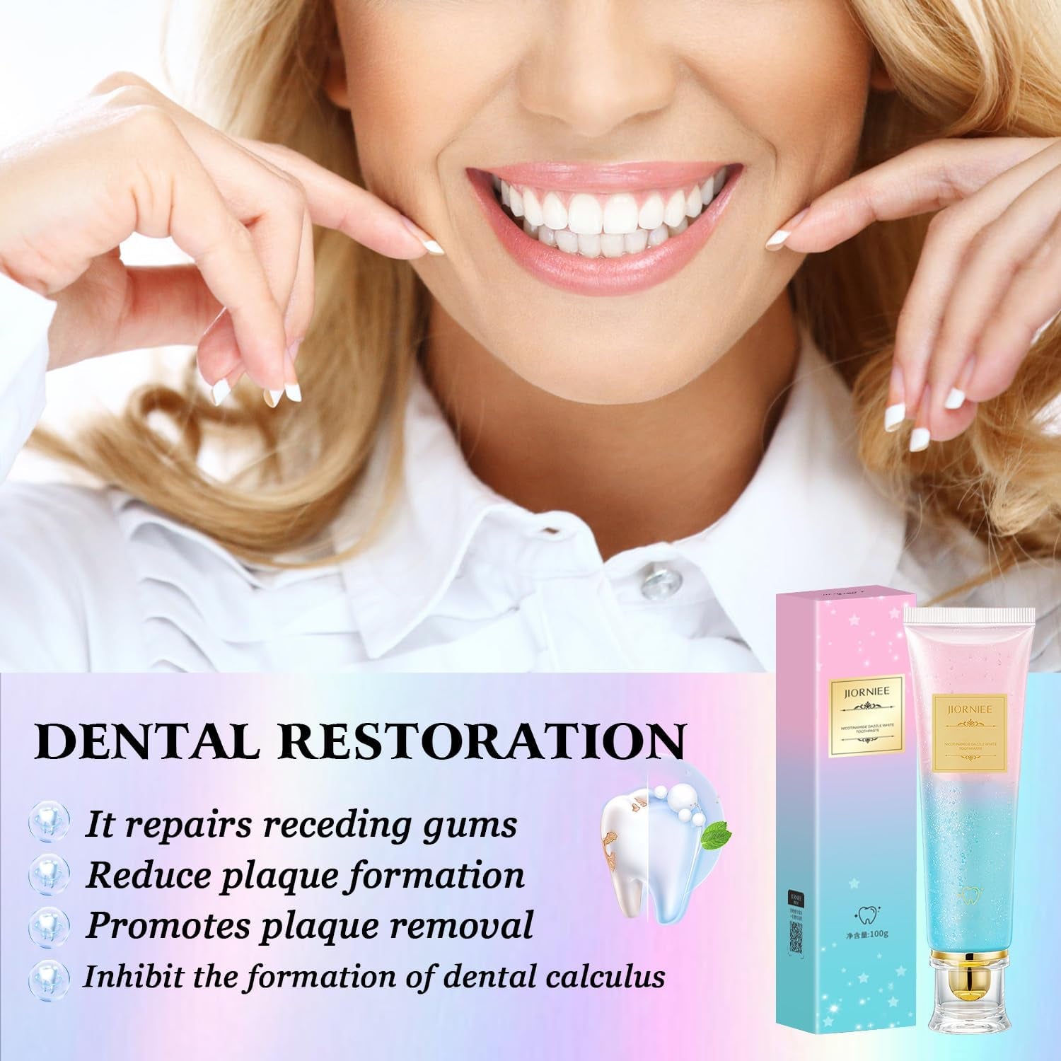 2PCS Niacinamide Toothpaste, Niacinamide Whitening Toothpaste, Niacinamides Intensive Whitening Toothpastes, Fresh Breath, Remove Tooth Stains