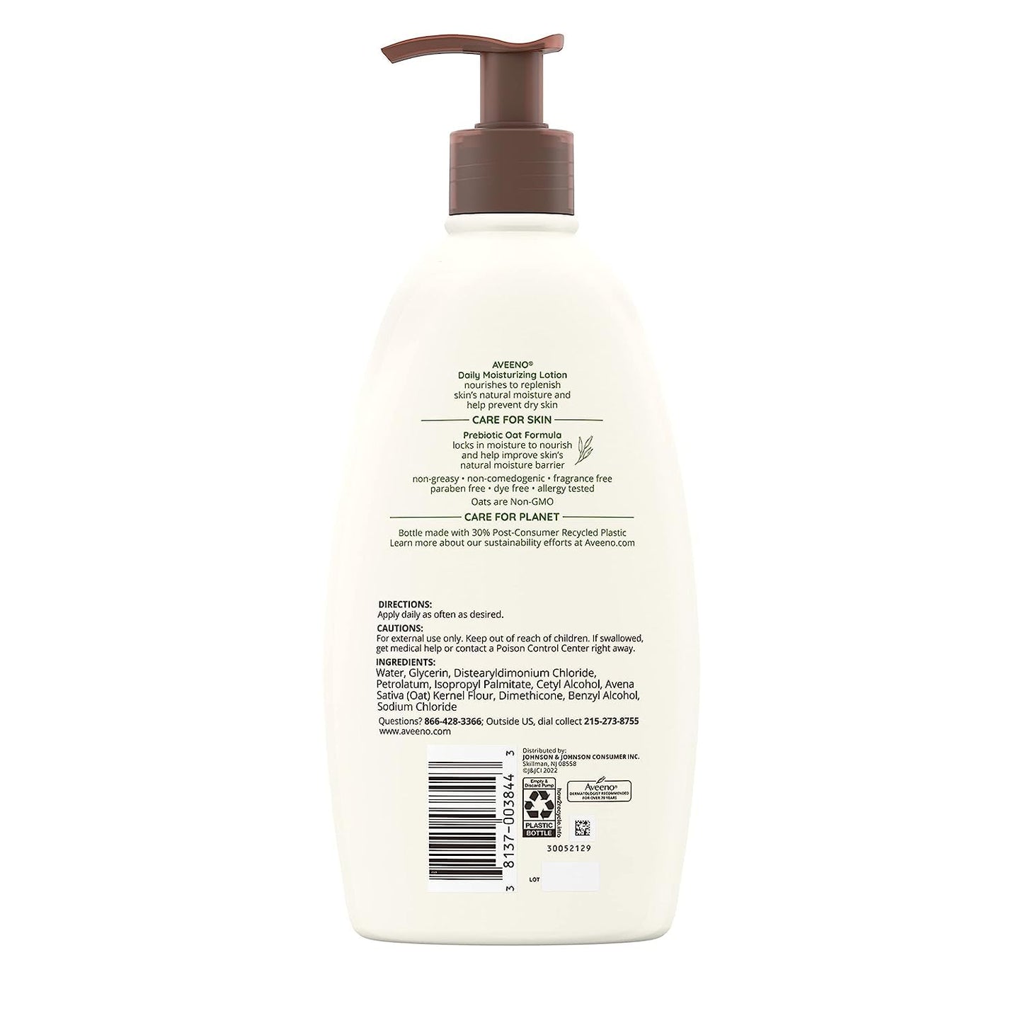 Daily Moisturizing Body Lotion for Dry Skin with Prebiotic Oat, Fragrance & Paraben Free, Non-Greasy, Non-Comedogenic, for Sensitive Skin & 48-Hour Moisturizer 18 Fl Oz