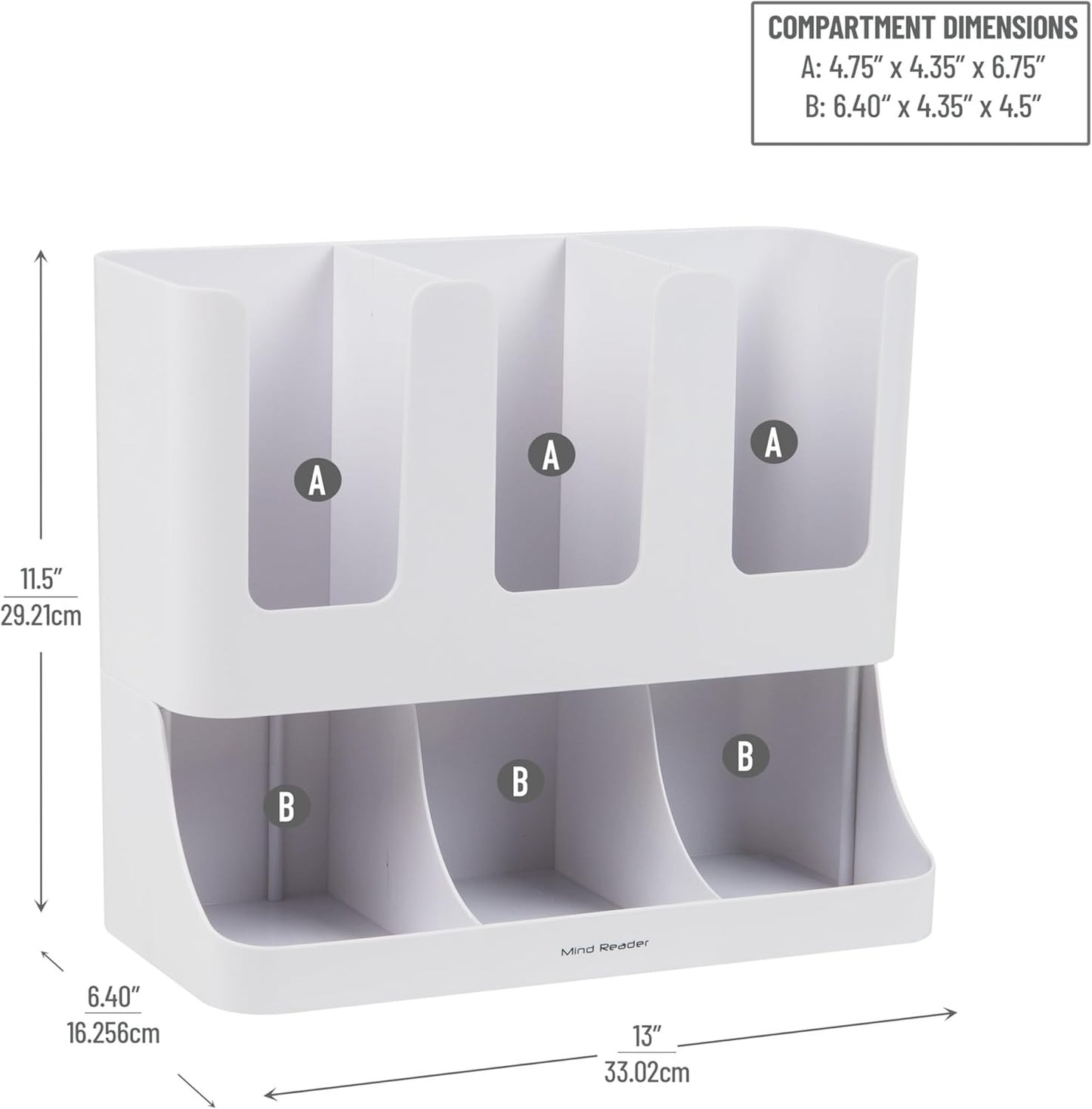 6 Compartment Upright Breakroom Coffee Condiment Cup Organizer Mind Reader