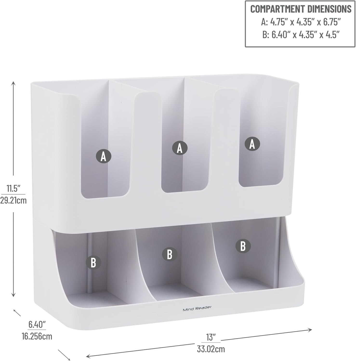 6 Compartment Upright Breakroom Coffee Condiment Cup Organizer Mind Reader