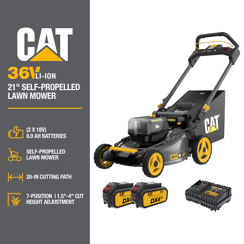 36-Volt, (2 X 18-Volt) 8 Ah Batteries 21-In Self Propelled Battery Walk Mower With