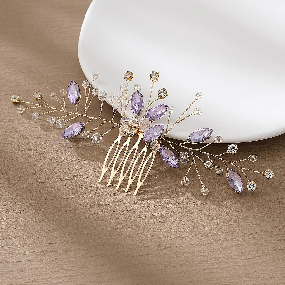 Bridal Handmade Colourful Rhinestone Hair Accessory - Sparkly Headpiece with Clips and Side Combs for Women, Girls