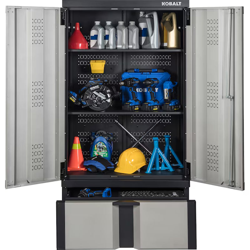 36-In W X 72-In H X 18.5-In D Freestanding Steel Garage Cabinet in Silver