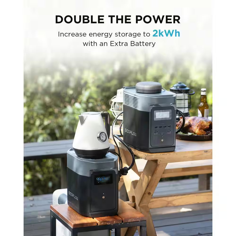1800W Output/2700W Peak Delta 2 Push-Button Start Power Station Battery Generator with DELTA 2 Extra Battery