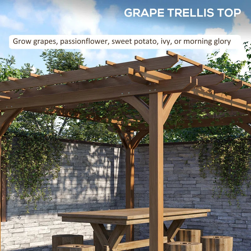 12 Ft. W X 10 Ft. D Solid Wood Pergola