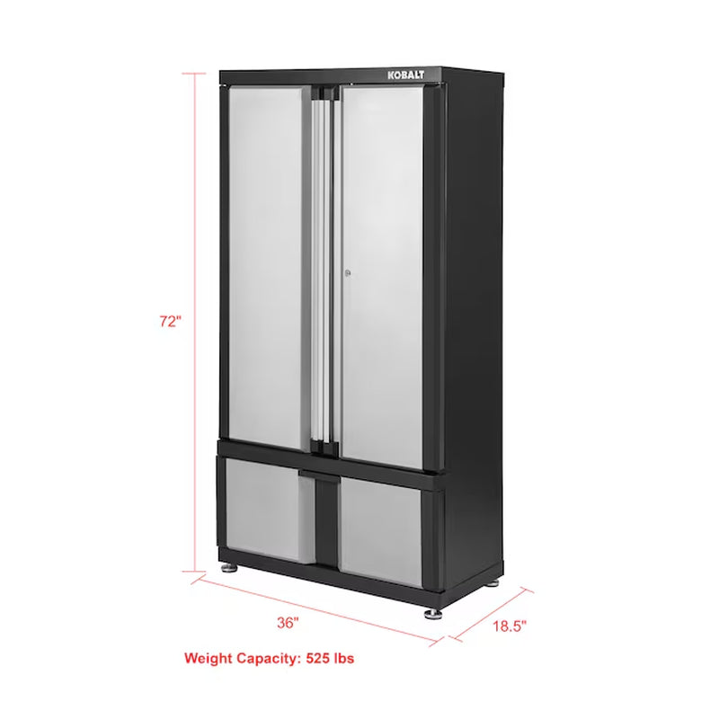 36-In W X 72-In H X 18.5-In D Freestanding Steel Garage Cabinet in Silver