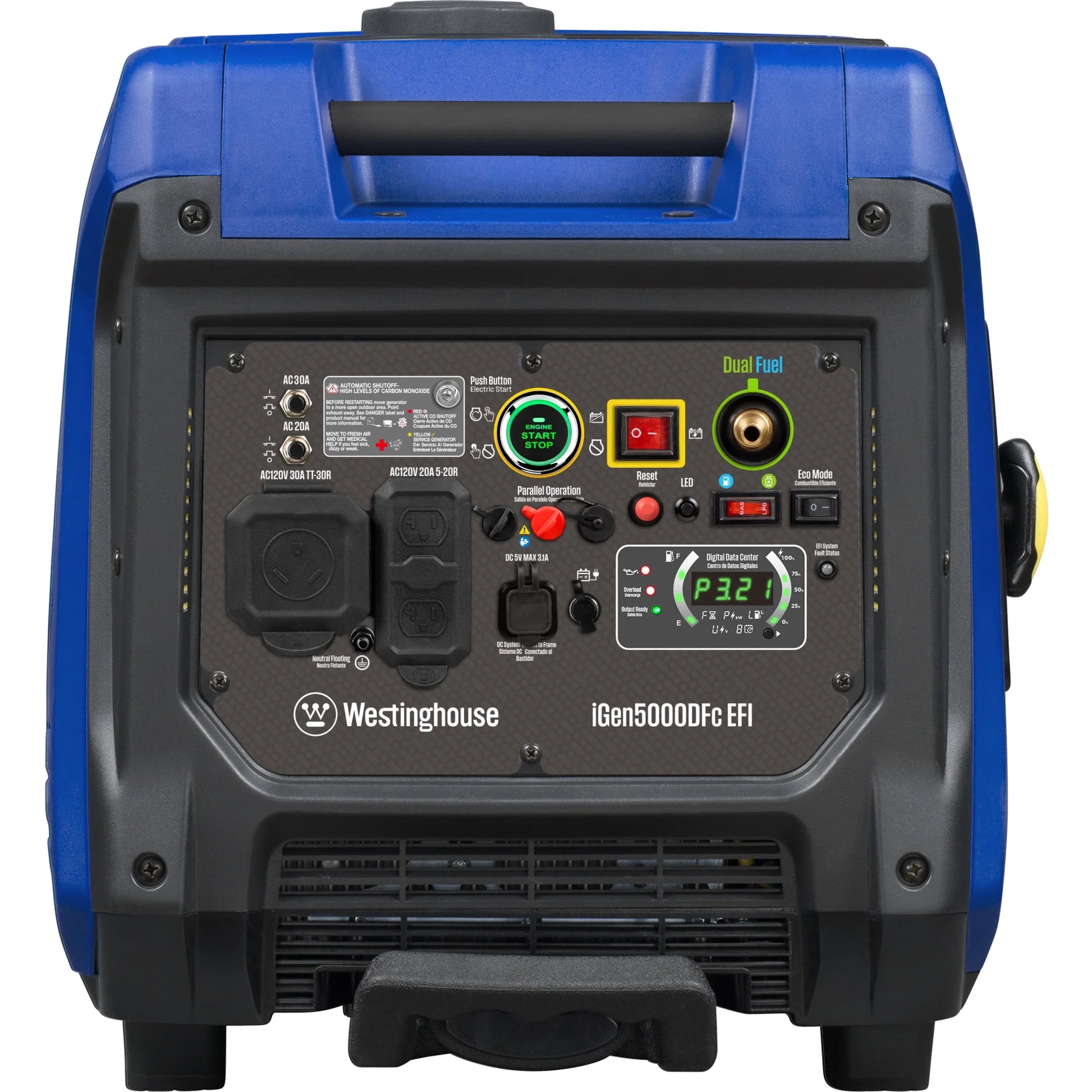 5000 Peak Watt Super Quiet Dual Fuel Portable Inverter EFI Generator, Remote Electric Start, Gas & Propane Powered, RV Ready, CO Sensor, CARB Compliant